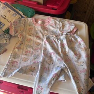 Delicate Floral Print Girls' Sleep Set with Pink Trim